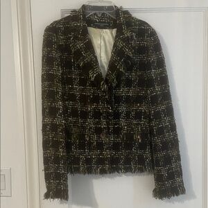 Chic Tweed Blazer in Black and Green